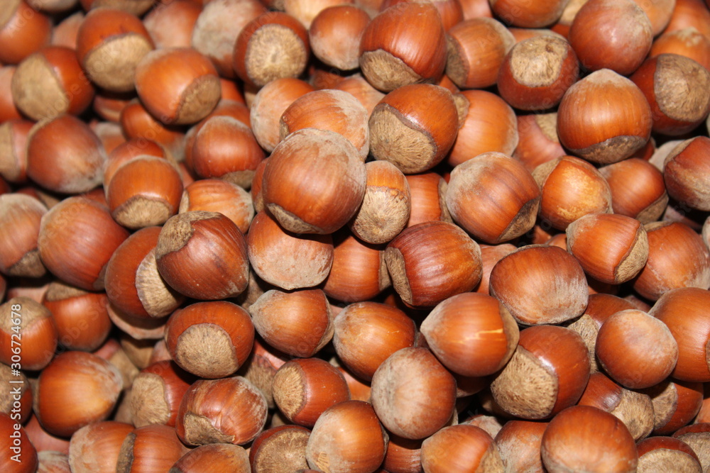 the pile of hazelnuts in the background are nuts the pile of hazelnuts in the background are nuts
