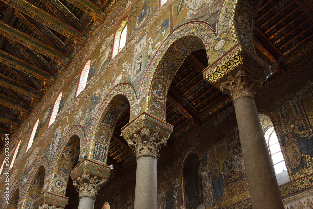 Mosaics in interior of Monreale Cathedral