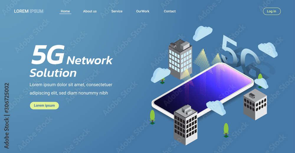 5G network wireless internet connection. isometric concept