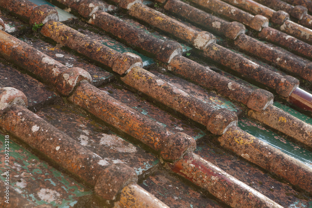 Old roof tiles from Sicily. Side view Old roof tiles from Sicily. Side view