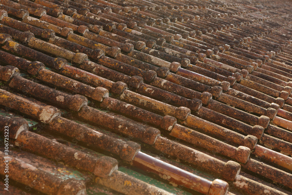 Old roof tiles from Sicily. Side view Old roof tiles from Sicily. Side view