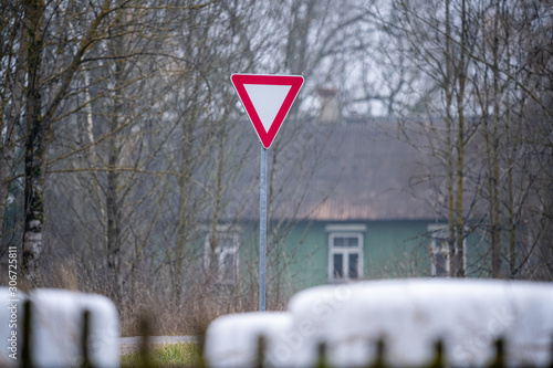 road signs industrial nature background