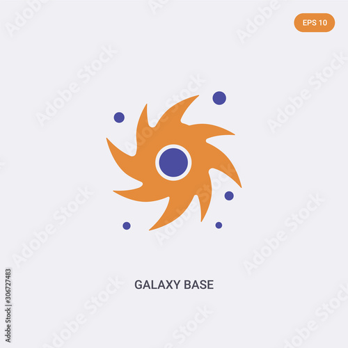 2 color galaxy base concept vector icon. isolated two color galaxy base vector sign symbol designed with blue and orange colors can be use for web, mobile and logo. eps 10.