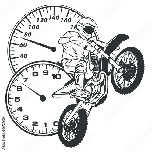 motocross rider ride the motocross bike vector illustration