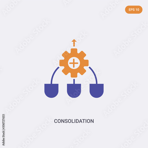 2 color Consolidation concept vector icon. isolated two color Consolidation vector sign symbol designed with blue and orange colors can be use for web, mobile and logo. eps 10.