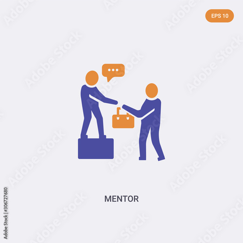 2 color mentor concept vector icon. isolated two color mentor vector sign symbol designed with blue and orange colors can be use for web, mobile and logo. eps 10.