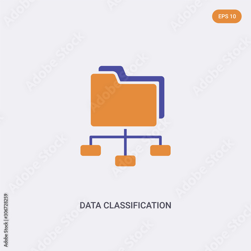 2 color data classification concept vector icon. isolated two color data classification vector sign symbol designed with blue and orange colors can be use for web, mobile and logo. eps 10.