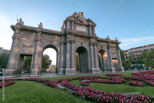 The Alcala Door (Puerta de Alcala). It was the entrance of the people coming from France, Aragon, and Catalunia. Landmark of Madrid, Spain