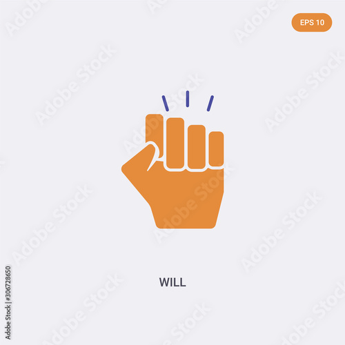 2 color will concept vector icon. isolated two color will vector sign symbol designed with blue and orange colors can be use for web, mobile and logo. eps 10.