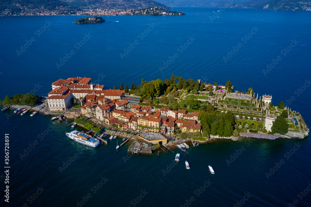 Aerial photography with drone, lake Maggiore, Italy.
