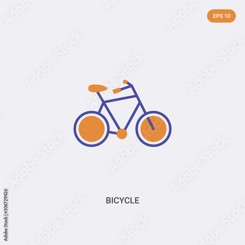 2 color bicycle concept vector icon. isolated two color bicycle vector sign symbol designed with blue and orange colors can be use for web, mobile and logo. eps 10.