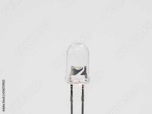 close up macro real single electronic led on white background