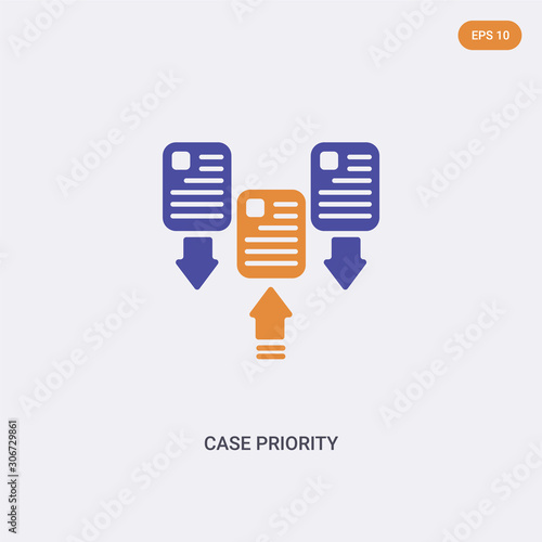 2 color Case Priority concept vector icon. isolated two color Case Priority vector sign symbol designed with blue and orange colors can be use for web, mobile and logo. eps 10.