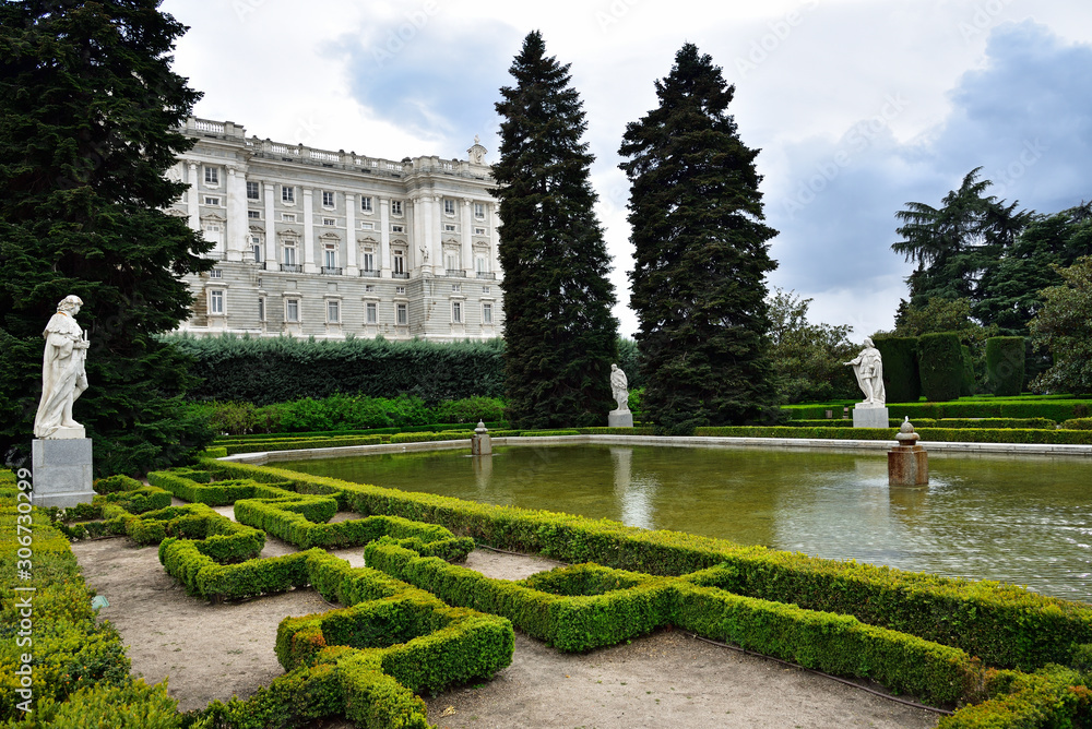 The Sabatini Gardens (Jardines de Sabatini), opened to the public by King Juan Carlos I in 1978 in honor to the italian architect Francesco Sabatini, are part of the Royal Palace in Madrid, Spain. The Sabatini Gardens (Jardines de Sabatini), opened to the public by King Juan Carlos I in 1978 in honor to the italian architect Francesco Sabatini, are part of the Royal Palace in Madrid, Spain.