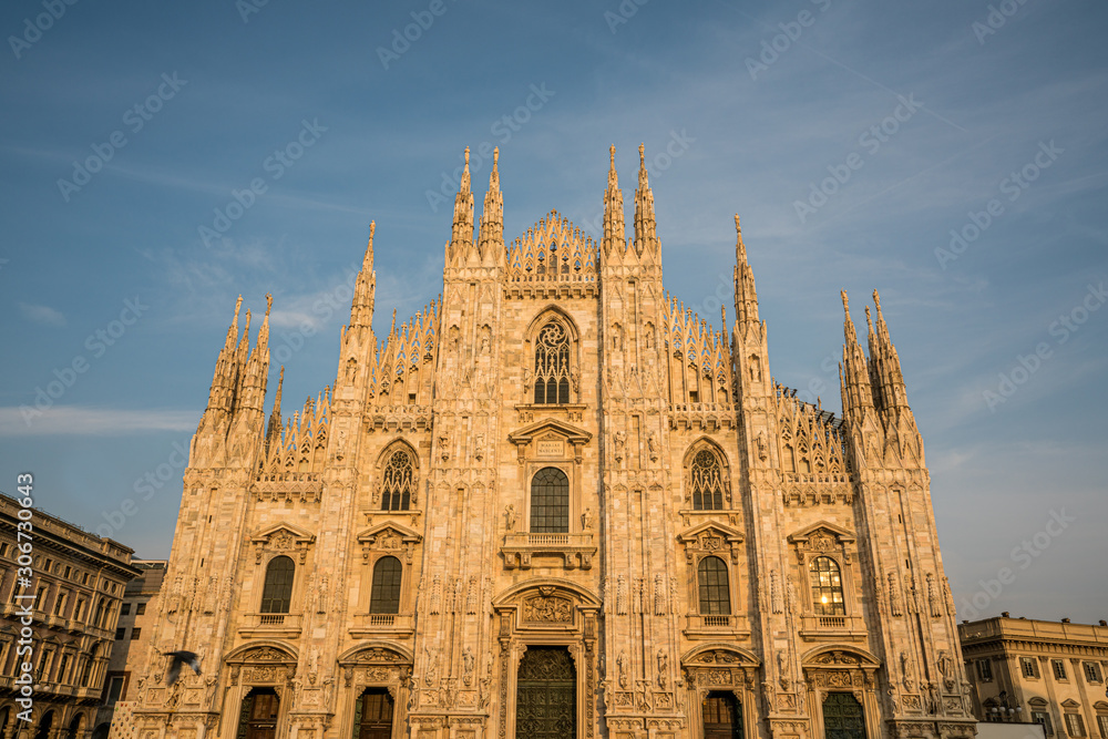 Duomo di Milano church in the afternoon in sunny day, Milan Italy.