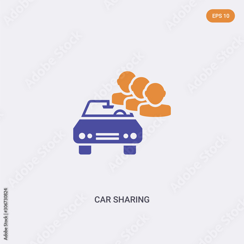 2 color car sharing concept vector icon. isolated two color car sharing vector sign symbol designed with blue and orange colors can be use for web, mobile and logo. eps 10.