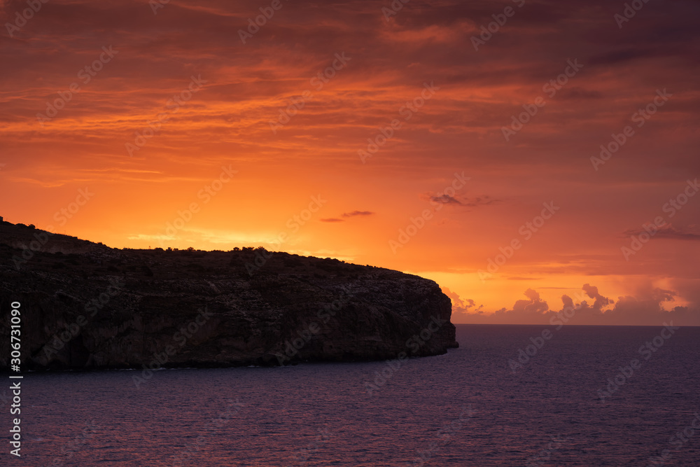 Sea Cliff Sunrise In Malta Island