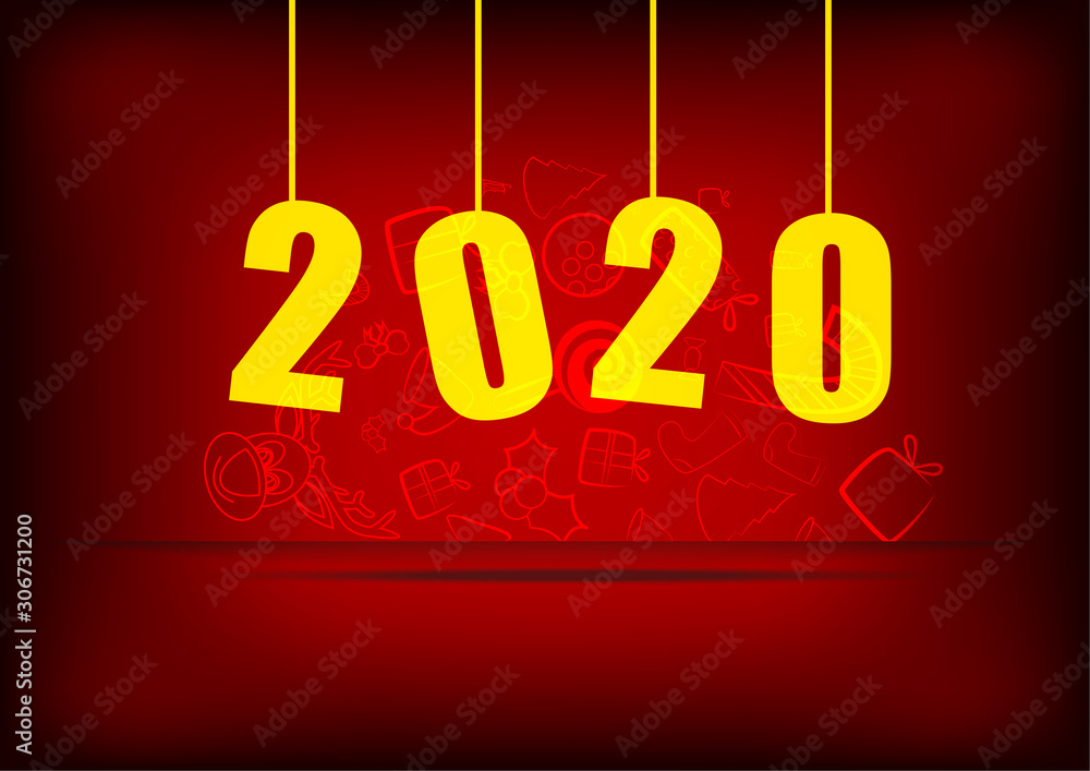 Vector : Christmas items with number 2020 Vector : Christmas items with number 2020