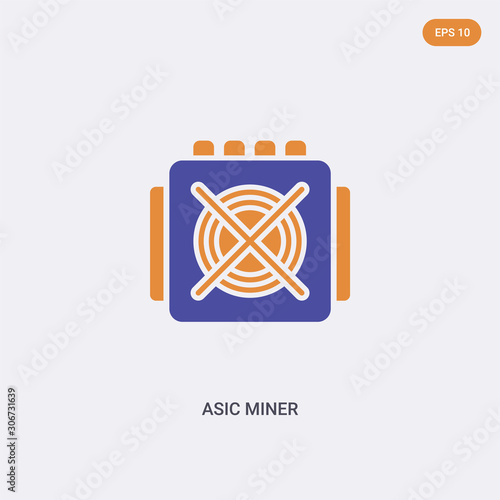 2 color ASIC Miner concept vector icon. isolated two color ASIC Miner vector sign symbol designed with blue and orange colors can be use for web, mobile and logo. eps 10.