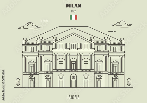 La Scala in Milan, Italy. Landmark icon