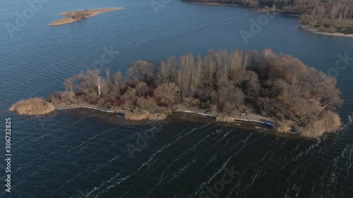 rivers and lakes in the forest. Late fall. 