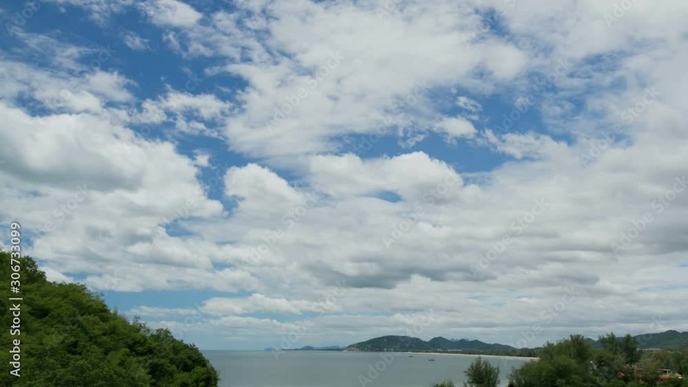 Time-lapse of the beautiful white cloud with a blue sky background. Time-lapse of the beautiful white cloud with a blue sky background.