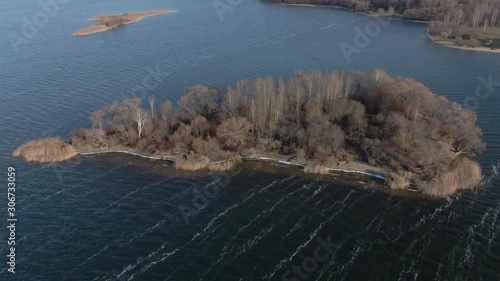 rivers and lakes in the forest. Late fall. 