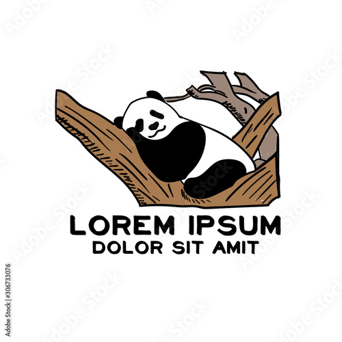 sleeping panda logo design. vector illustration