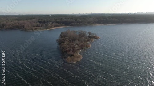 rivers and lakes in the forest. Late fall. 