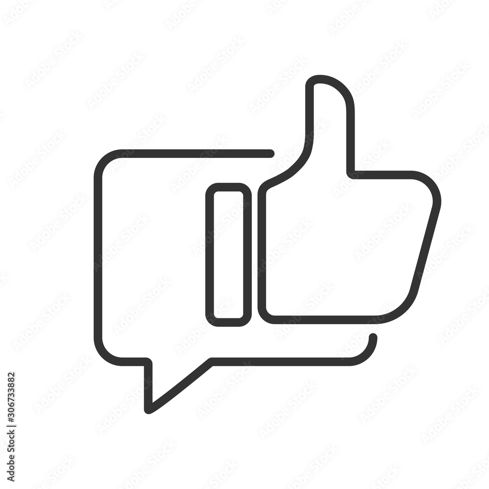 thumb up in speech bubble vector line icon thumb up in speech bubble vector line icon