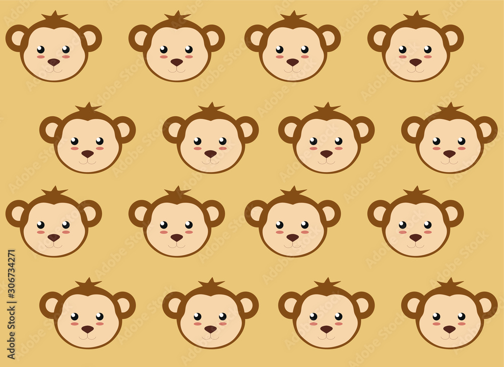 background with cartoon circus animal heads (monkey)