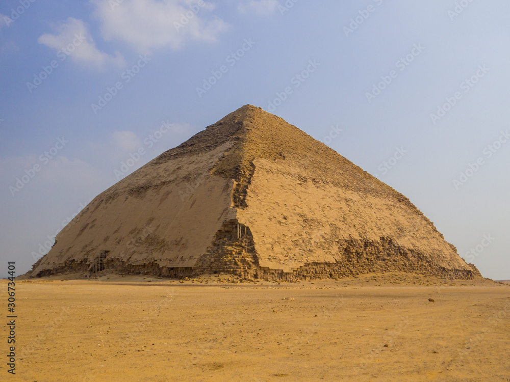 View of the Bent Pyramid in Dahshur necropolis, Cairo, Egypt View of the Bent Pyramid in Dahshur necropolis, Cairo, Egypt