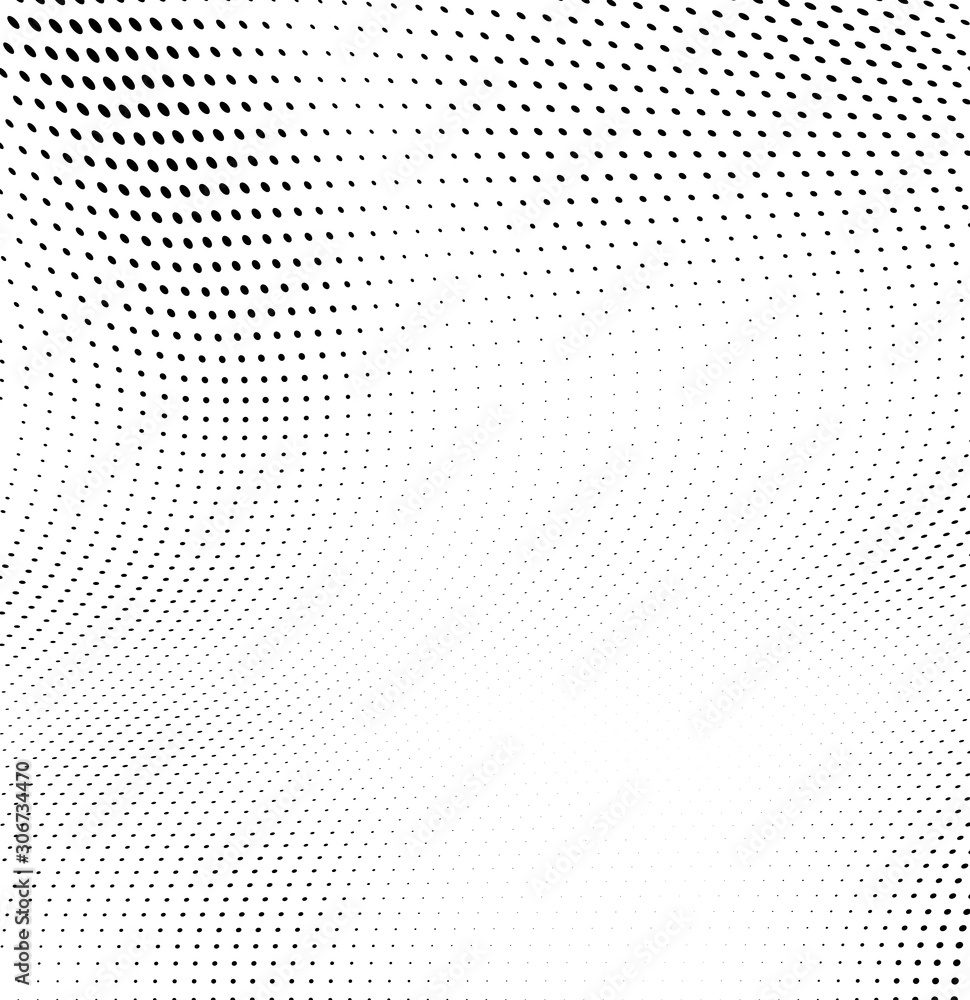 Abstract wave of halftone texture. Chaotic background of black dots on a white field. Template for printing on wrapping paper Abstract wave of halftone texture. Chaotic background of black dots on a white field. Template for printing on wrapping paper
