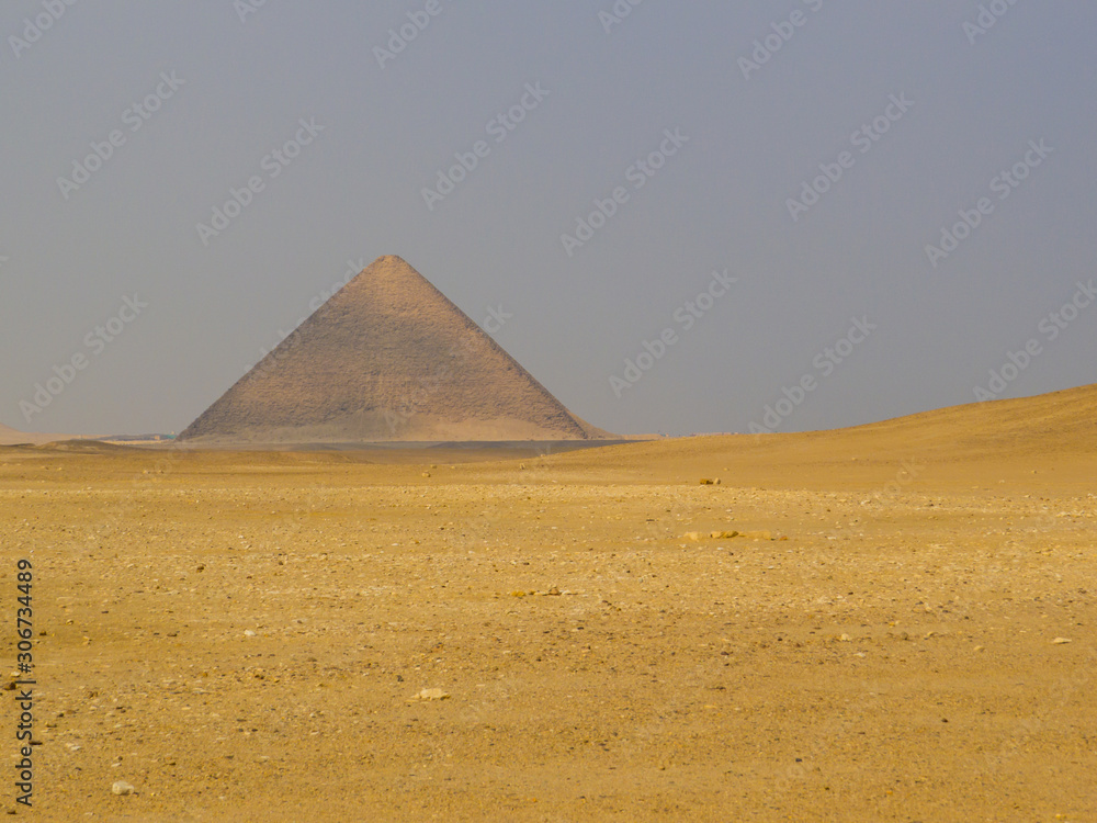 View of the Red Pyramid in Dahshur necropolis, Cairo, Egypt