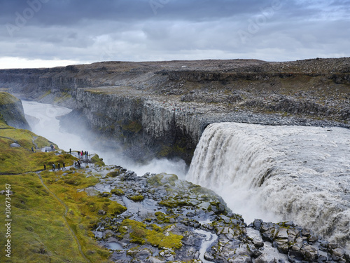Amazing Iceland landscape at Dettifoss waterfall in Northeast Iceland region. Dettifoss is a waterfall in Vatnajokull National Park reputed to be the most powerful waterfall in Europe