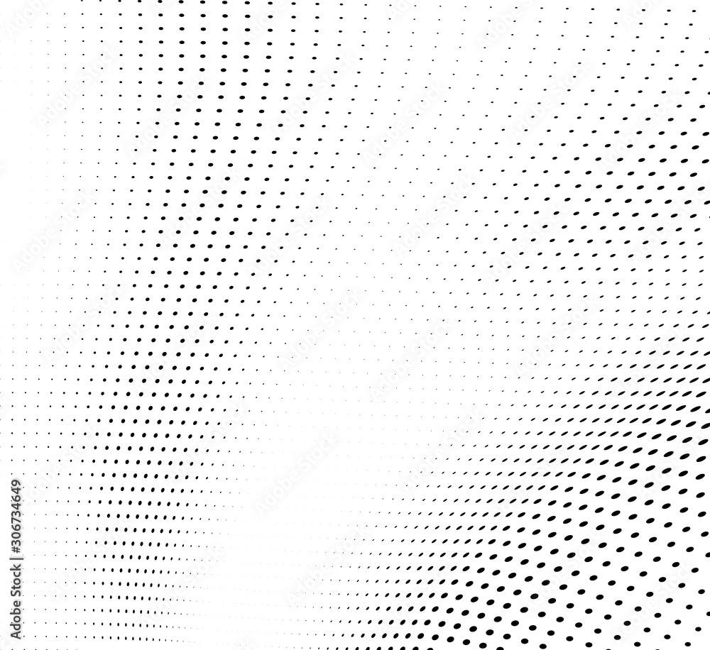 Abstract wave of halftone texture. Chaotic background of black dots on a white field. Template for printing on wrapping paper Abstract wave of halftone texture. Chaotic background of black dots on a white field. Template for printing on wrapping paper