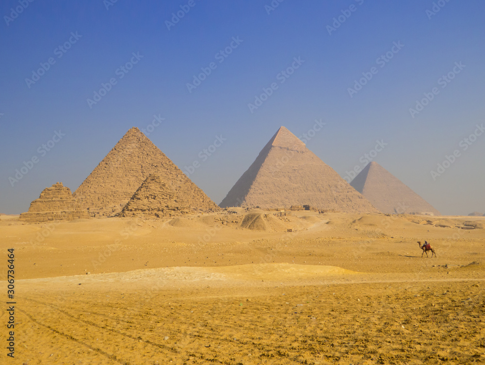 View of the Pyramids of Giza. In Cairo, Egypt View of the Pyramids of Giza. In Cairo, Egypt