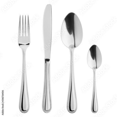 fork, knife, spoon, teaspoon, cutlery isolated on white background, clipping path photo