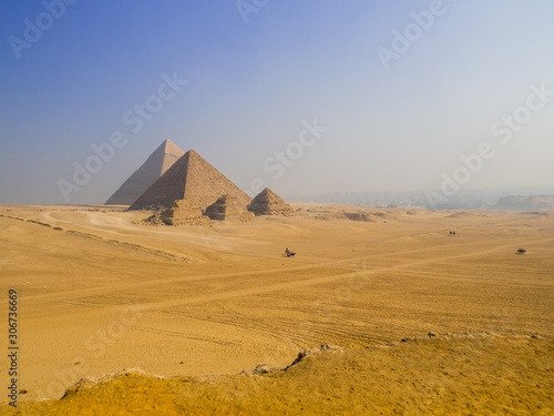 View of the Pyramids of Giza. In Cairo  Egypt
