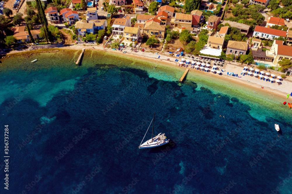 Aerial of Kalami beach in Greece