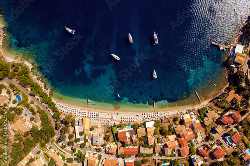 Aerial of mediterranean european village in Greece © eugenegg