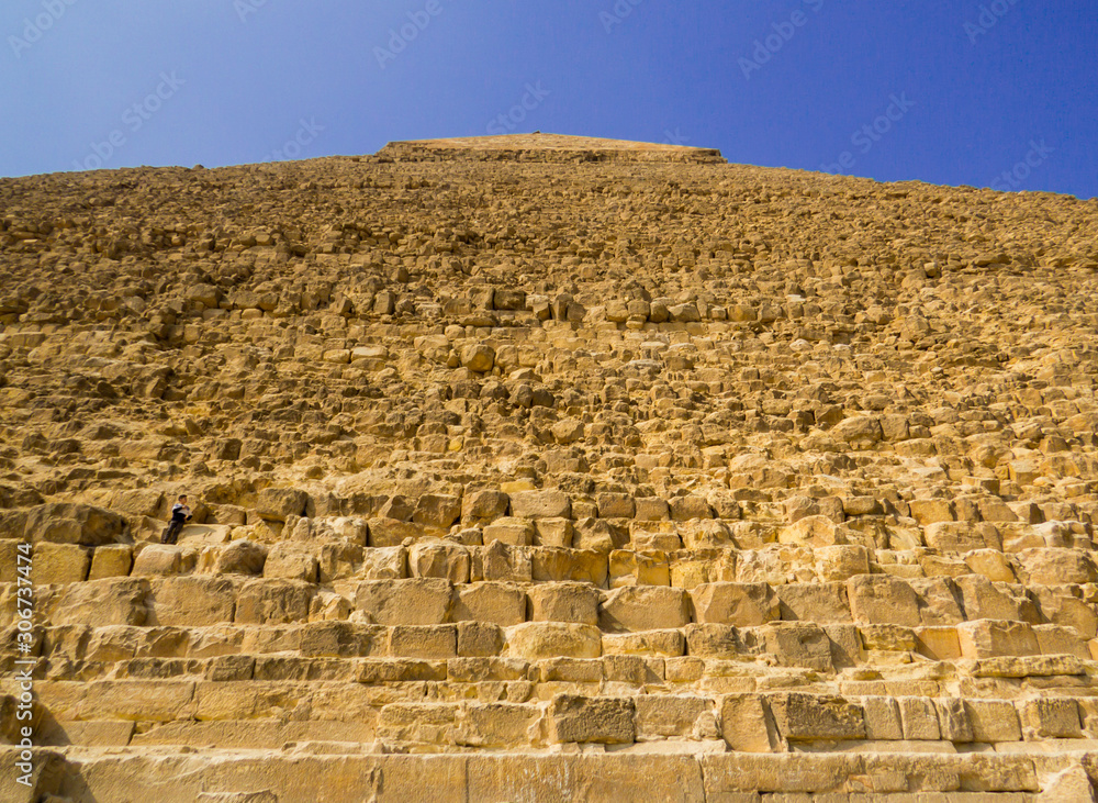 View of the Pyramid of Khafre in the Giza necropolis. In Cairo, Egypt