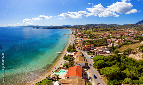 Fototapeta Naklejka Na Ścianę i Meble -  Aerial of greek mediterranean resort town