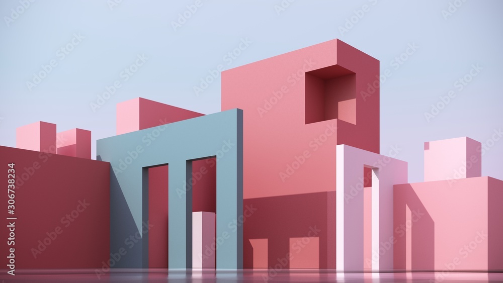 Architectural,conceptual composition on bright pink background with stairs - 3d, render. Simple, stylish, popular architectural illustration for advertising, business, presentations, wallpapers. Architectural,conceptual composition on bright pink background with stairs - 3d, render. Simple, stylish, popular architectural illustration for advertising, business, presentations, wallpapers.