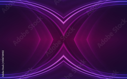 Dark abstract futuristic background. Neon lines glow. Neon lines, shapes. Multi-colored glow, blurry lights, bokeh. Empty stage background