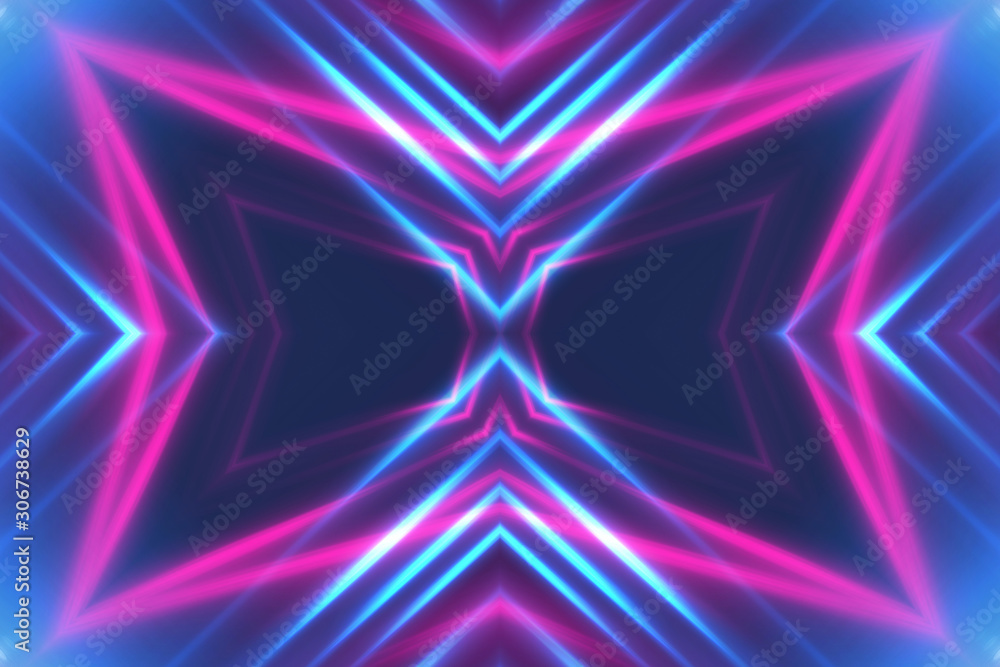 Dark abstract futuristic background. Neon lines glow. Neon lines, shapes. Multi-colored glow, blurry lights, bokeh. Empty stage background Dark abstract futuristic background. Neon lines glow. Neon lines, shapes. Multi-colored glow, blurry lights, bokeh. Empty stage background