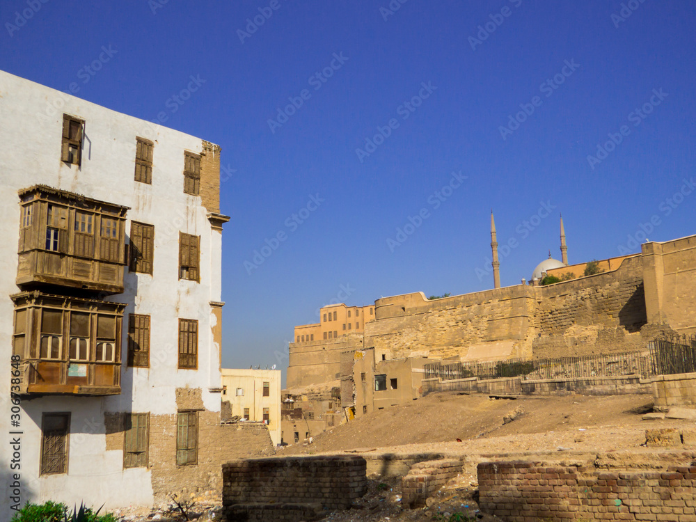 View of the walls of the Citadel in Cairo, Egypt