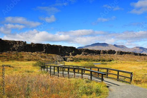 Autumn landscape of Pingvellir National Park  Iceland  Europe