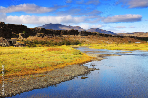 Autumn landscape of Pingvellir National Park, Iceland, Europe