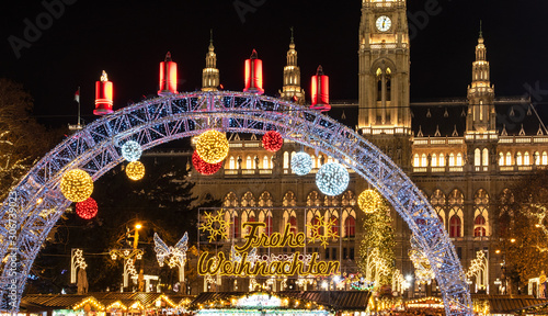 Christmas market at Rathaus in Wien, Austria